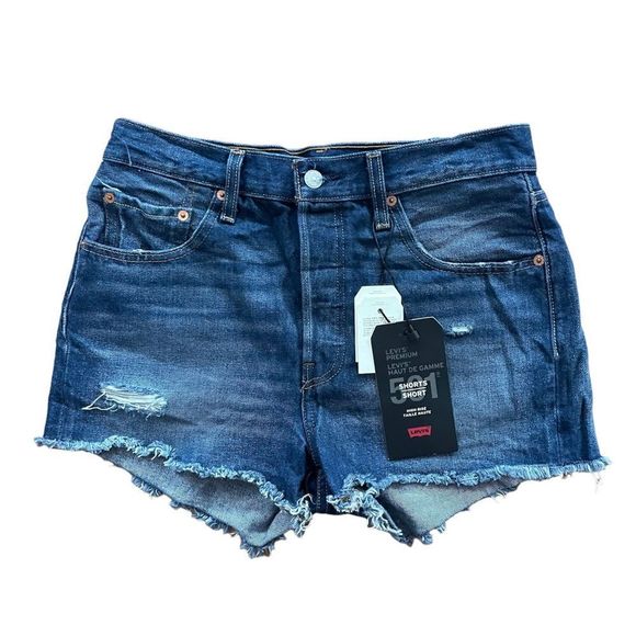 Levi's Premium 501 High Rise Jean Shorts Silver Lake Distressed Sz 28 NWT - Picture 8 of 15
